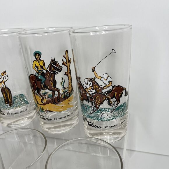 (6) Tall Tale'rs By George Miller Golf Sports Tumblers Glasses Vintage Ice Tea - Picture 4 of 9